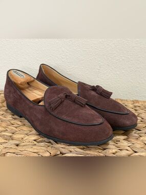 NWOT Journey West Women’s Belgium Tassel Suede Loafers in Dark Brown Size 9